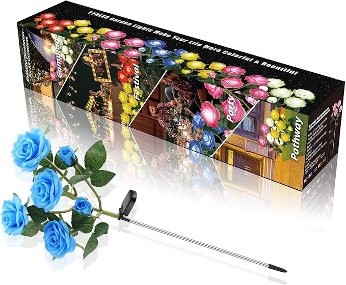 Outdoor Solar Garden Stake Lights,Upgraded LED Solar Powered Light with 6 Rose Flowers, Waterproof Solar Decorative Lights for Patio Pathway Courtyard Garden Lawn