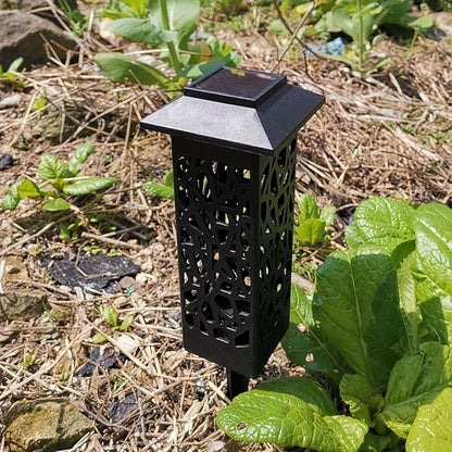 6pcs Solar Hollow-Out Ground Plug Lights Waterproof Garden Solar Path Lights Warm White for Outdoor Lawn Landscape