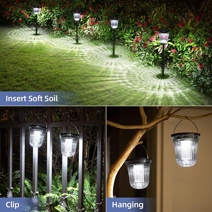 Solar Lights for Outside 5 Pack, Super Bright Solar Pathway Lights Waterproof,Up to 14 Hrs Auto On/Off Garden Lights Powered Landscape Lighting for Path Yard Garden Walkway
