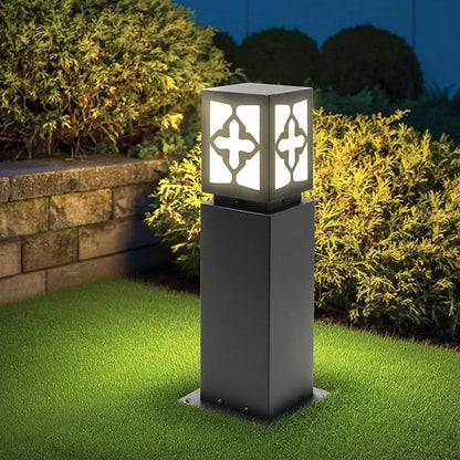 Landscape Path Lights 24" IP65 Waterproof Bollard Lights, Heavy Duty Steel Stable Widened Base E27 Lamp Holder, Modern Outdoor Path Lights Bollard for Lawn, Patio, Courtyard, Driveway, Cross 1pack