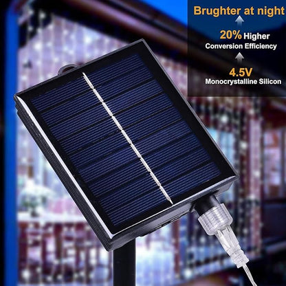 300LED Solar Curtain Lights - Outdoor/Indoor Solar String Lights with 8 Modes & Waterproof Design for Home Garden Patent Decoration (Cold White)