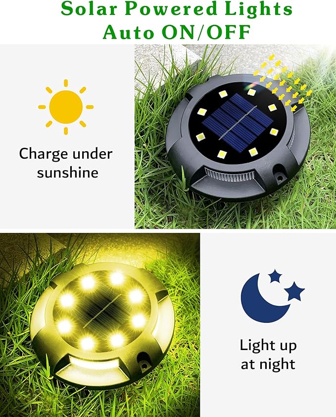 Biling Solar Ground Lights Uplight Sidelight, 12 Packs Bright Solar Outdoor Lights Waterproof for Yard Pathway | Lumora