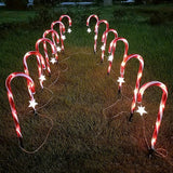 12 Packs Christmas Candy Cane Lights Outdoor Solar Powered Christmas Pathway Lights with Stars Waterproof for Yard | Lumora