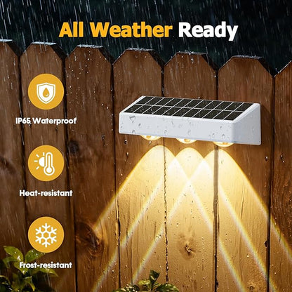 NIORSUN Solar Fence Lights,12 Pack Solars Deck Light,RGB Color,Outdoor Bulb Waterproof Led IP65,Power Patio Lamp with Lenses for Outside/Backyard/Railing/Yard(White)