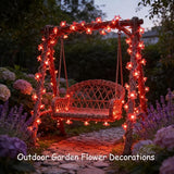 100 LED Red Cherry Blossom Flowrer String Lights, 33 FT Plug in Fairy Floral Lamp with 8 Modes, Flexible Clear Wire | Lumora