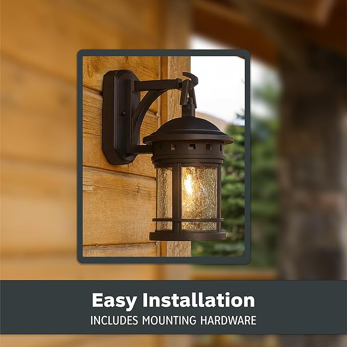 DESIGNERS FOUNTAIN Sedona Outdoor Light Fixture, 10.75 Inch Exterior Wall Lantern Sconce for Front Door, Patio and Porch, Oil Rubbed Bronze, 2370-ORB