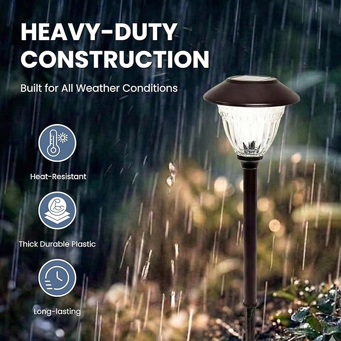 Energizer Solar Outdoor Garden Lights - 10 Pack LED Driveway Solar Lights with 10 Lumen Output, Patterned Glass & Metal Finish, IP65 Waterproof & Easy to Install Garden Lights for Outside - Bronze