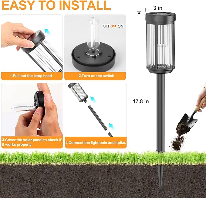 EXCMARK 16 Pack Outdoor Solar Lights Waterproof for Yard Garden Walkway Pathway Lawn Decorative Contemporary | Lumora