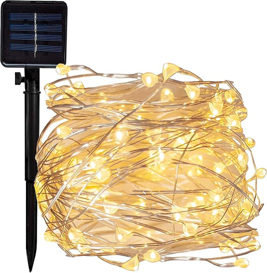 Hometown Evolution, Inc. Solar Powered Micro LED String Lights - 50 LED, 16.5 Feet - Warm White