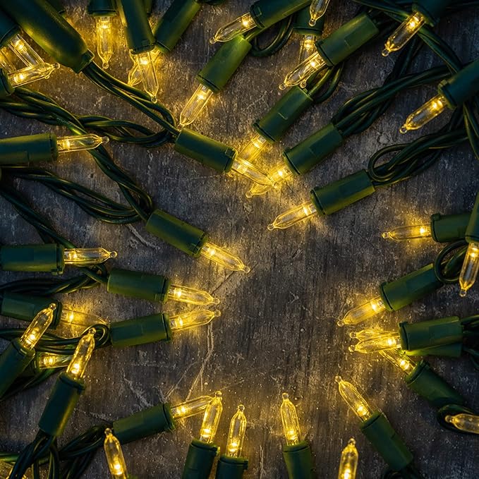 200 Count Warm White LED Christmas Lights, 66 ft Green Wire UL Certified Commercial Grade Holiday String Light Set (Warm White)