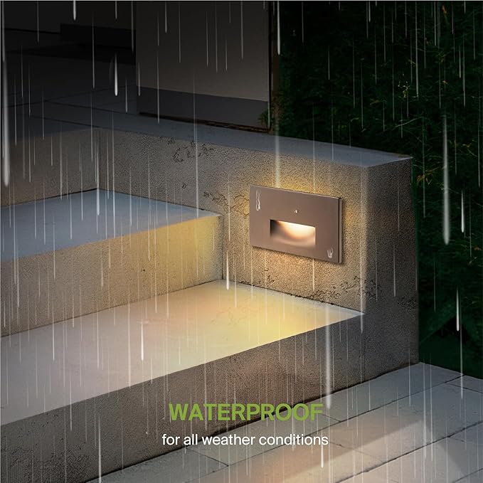 ASD LED Recessed Step Light Fixture, Dusk to Dawn Outdoor Stair Tread Lighting | 3CCT, Photocell, Waterproof, ETL | Lumora