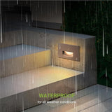 ASD LED Recessed Step Light Fixture, Dusk to Dawn Outdoor Stair Tread Lighting | 3CCT, Photocell, Waterproof, ETL | Lumora