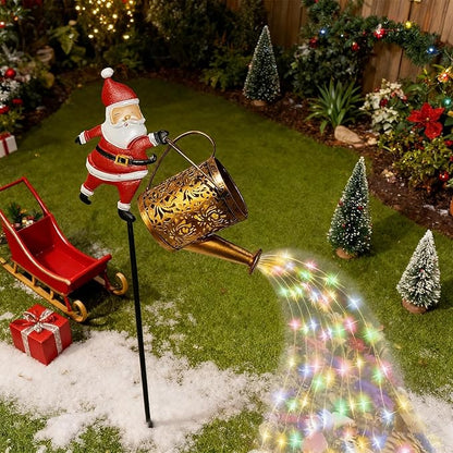 Christmas Claus Solar Kettle Lights Garden Lawn Decorative Lights，Solar Santa Claus Watering can Light, Santa Cla us Kettles Ground Lamp Led Night Lights for Patio, Yard and Pathway,22x17x10.5cm