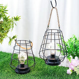 JHY DESIGN Set of 2 Cage Bulb Lantern Decorative Table Lamps 8.5" H Battery Powered Cordless Lights with Warm White | Lumora