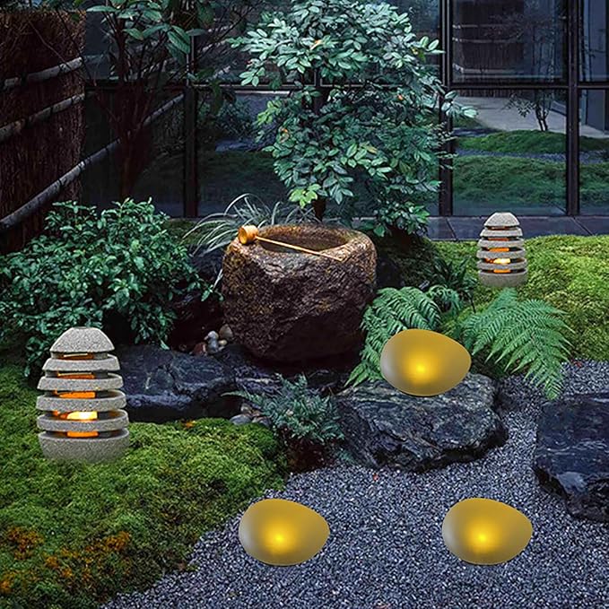 Solar Pebble Light, Waterproof Solar LED Garden Lighting Stone lamp Ground Lamp Outdoor Wall Lamp for Outdoor Landscape Yard Path Fence Lawn Tree Park Decoration Lights (Warm White 2pcs)