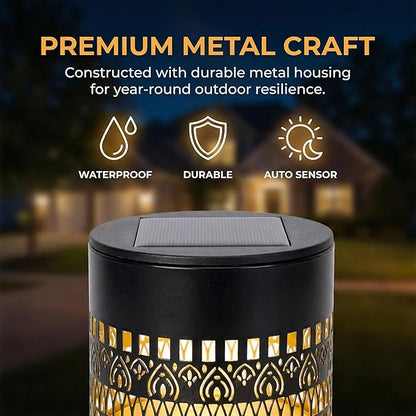 Decorative Solars Mandala Lights, Metal Solars Powered Outdoors Deck Steps Walls Lights, Mandala Theme Waterproof Fence Light for Garden Post Patio Backyard Yard Decor (Life Rings*4PCS)