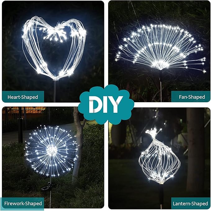 JJGoo Solar Firework Lights, 2 Pack 180 LEDs 2 Lighting Modes Solar Lights Outdoor Waterproof for Garden Patio | Lumora