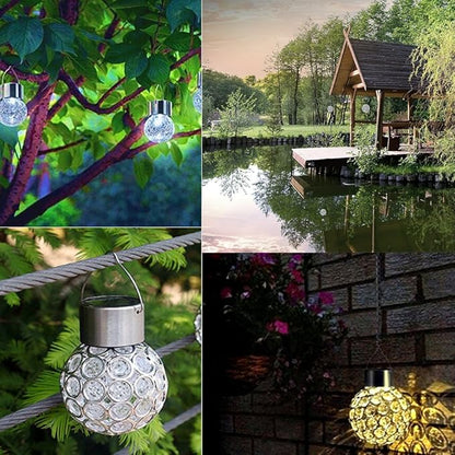 Yosoo Colorful Solar Lights,Outdoor Hanging Decorative Garden Lights,7 Colors LED Crackle Glass Globe Ball Shaped,for Lawn Patio Yard Walkway Driveway Pathway Landscape