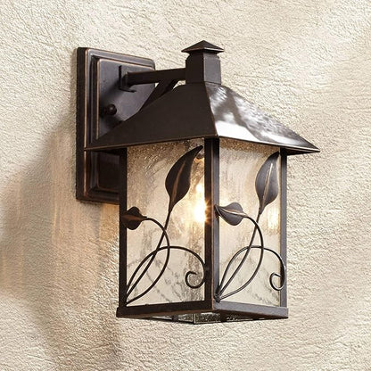 Franklin Iron Works French Garden Rustic Farmhouse Natural Cottage Outdoor Wall Light Fixture Bronze Lantern 10 1/2" Clear Seedy Glass Exterior Barn Deck House Porch Yard Patio Outside Garage