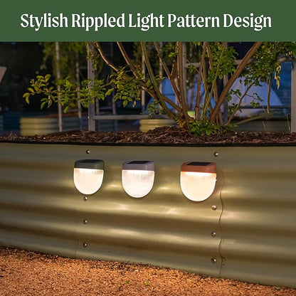 Vego garden Rippled Solar Garden Lights with Auto Sensors Magnetize Securely to Raised Beds, IPX4 Waterproof Outdoor LED Light for Patio & Yard Olive Green, 4 Pack