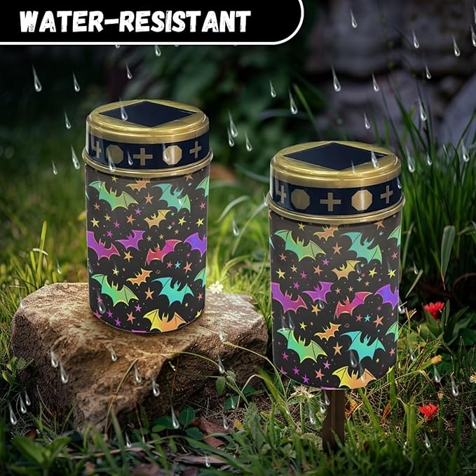 ZOUTAIRONG Solar Light for Cemetery Grave 6 Pack Solar Garden Lights Solar Powered Outdoor Lights Powered Solar Pathway Lights Outdoor Cemetery Solar Lights for Grave Solar Lights Bat