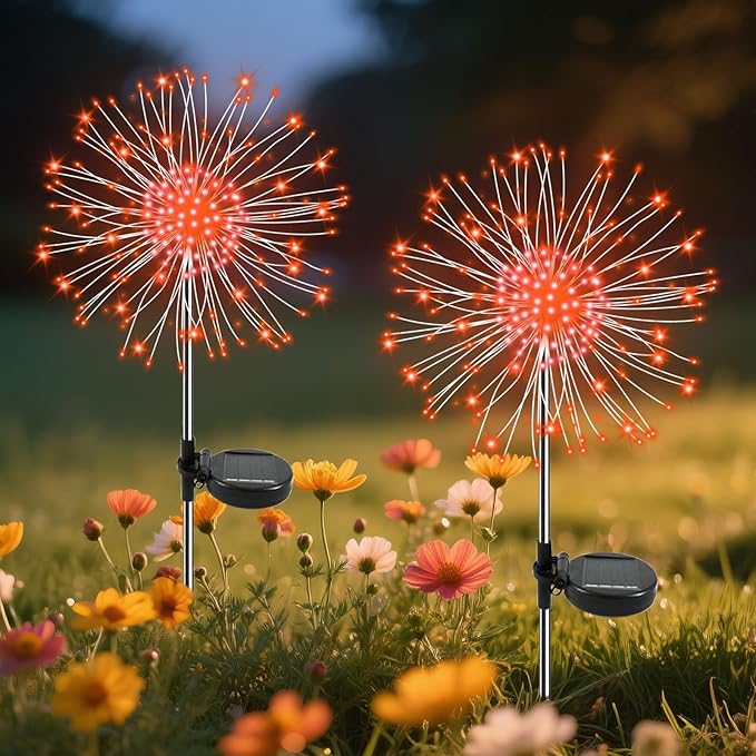 Garden Outdoor Lights, 2 Pack 120 LED Solar Garden Lights Fairy Lights Outdoor Waterproof Decorative Solar Firework | Lumora