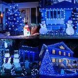 QITONG 2 Pack Blue and White Solar Christmas Lights, Each 66ft 200 LED Solar String Lights Outdoor Waterproof, 8 | Lumora
