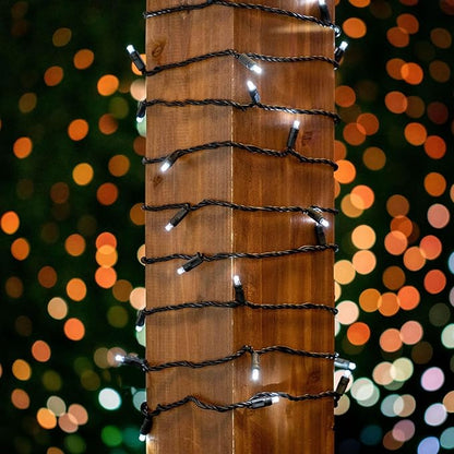 Novelty Lights 34ft Christmas String Lights, 100 Pure White LED Bulbs on Black Wire, 4" Spacing, Connectable Indoor Outdoor Commercial Grade Lighting for Holidays Patio Weddings