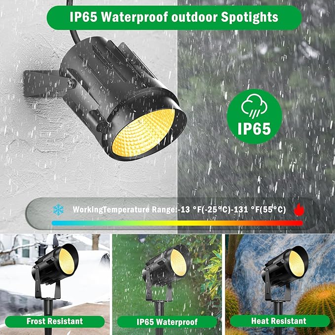 Outdoor Landscape Spotlights, 120V LED Spot Light Waterproof for Garden and Yard Up Lighting, Warm Light Outdoor | Lumora