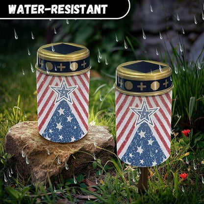 Star American Flag Garden Stake Light, Solar Lights for Cemetery Grave,Solar Pathway Lights Outdoor,Lawn Yard Patio Garden Decor
