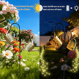 DDQ Solar Watering Can Lights, Warm White/Color LED with Shepherd Hook, IP65 Waterproof Metal Garden Decor, Auto | Lumora