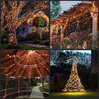 YULETIME 200 Warm White LED Christmas Lights with Brown Wire, Pack of 2 Strands 33 Feet 100 Lights UL Certified Holiday String Light Set