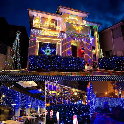 2 PACK Battery Net Lights - Outdoor Waterproof Garden Light, 200 LED Tree String Light with 8 Modes, Mesh Curtain Lights for Garden Patio Yard Christmas Party Tree and Holiday Decor( Multi Color)