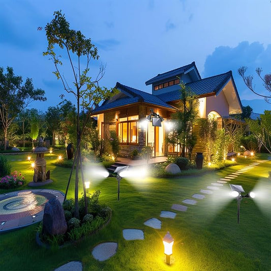 Solar Outdoor Spotlights, 1400-Lumens Bright 36 LED Motion Sensor Spot Lights Waterproof Double Head Security Light Wall Lights Landscape Light for Patio Deck Yard Garden Driveway Lighting