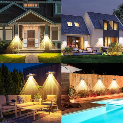 TECKNET Solar Fence Lights Outdoor 8 Pack, 3 Modes 3500K/4500K/6500K, IP66 Waterproof LED Deck Light, Dusk to Dawn Fence Lights Solar for Wall, Railing, Step, Patio, Pool, Backyard, Outside