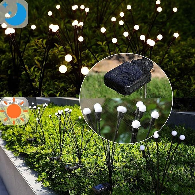 Solar Lights Outdoor Garden – 6 Pack 36 LEDs Solar Firefly Lights, Swaying Lights Waterproof, Solar Decorations for Yard Patio Pathway Lawn Gardening Gifts - 6 Pack