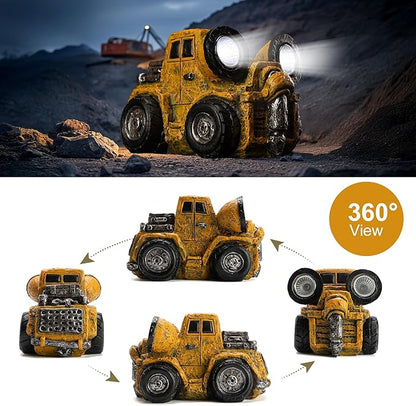 Garden Statue Outdoor Construction Truck Decor with Solar Light Decoration for Yard Patio Lawn Vintage Engineering Decor Gifts for Men
