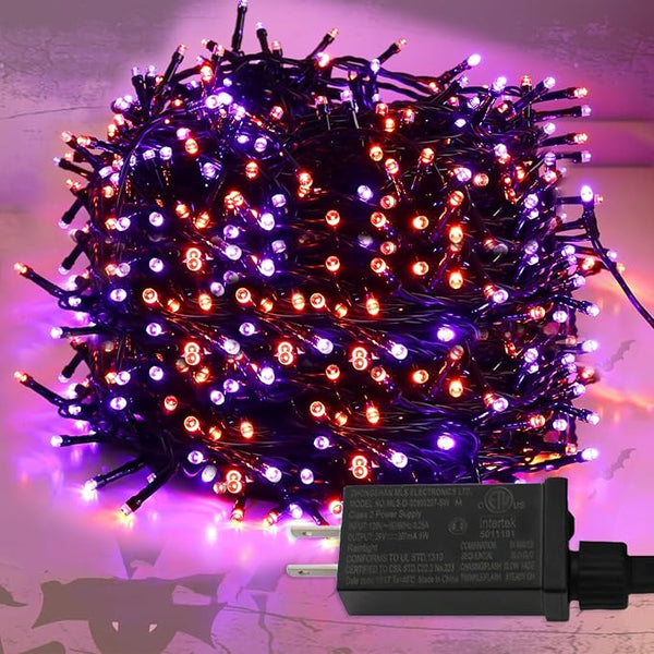 YAOZHOU Halloween String Lights Outdoor Indoor, Purple and Orange 217Ft 600LED 8 Modes Gothic Home Halloween | Lumora