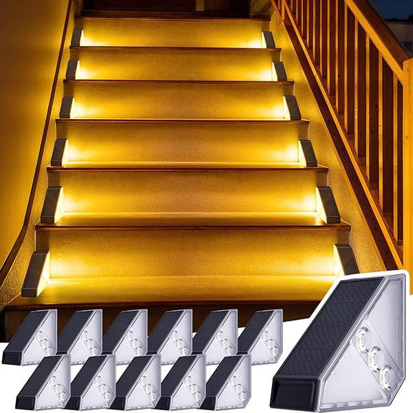 JSOT Solar Step Stair Lights Outdoor Yard Decor 12 Pack, IP65 Waterproof Deck Lighting for Outside Solar Powered | Lumora