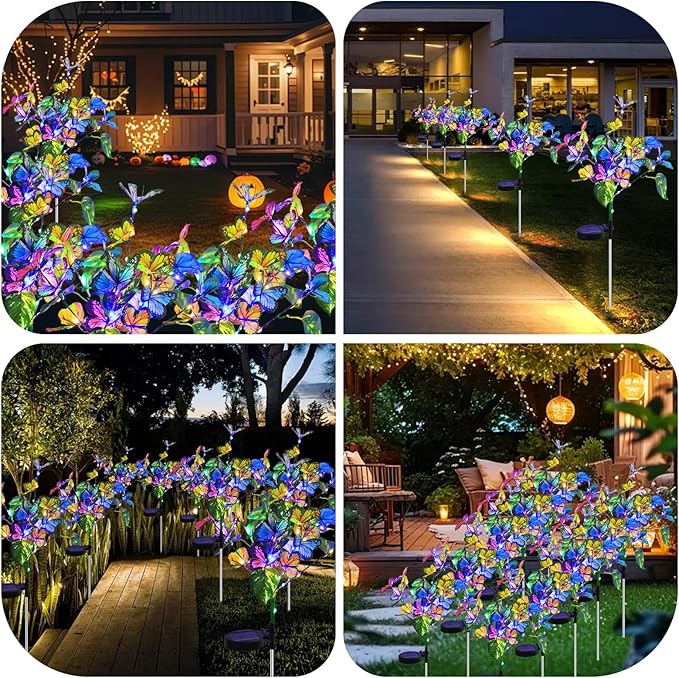 Solar Garden Lights Outdoor Waterproof Solar Lights 2 Pack with New Upgraded 40 LED 18 Butterfly Outdoor Lights for | Lumora