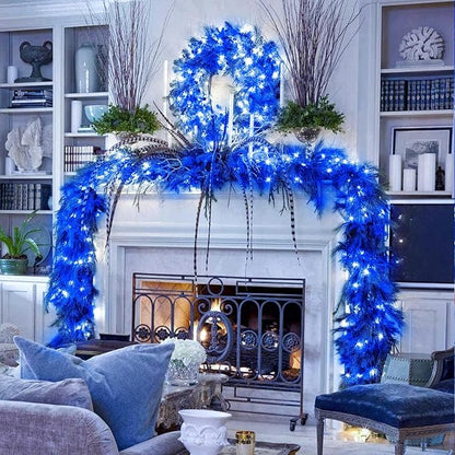 JMEXSUSS 33ft 100 LED Blue Christmas Tree Lights, Battery Operated Christmas Lights with 8 Modes Remote Waterproof Outdoor Indoor for Halloween Christmas Outside Decorations