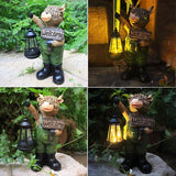 Solar Garden Decor Statues: Handmade Resin Statue with LED Light,Highland Cow Figurine Outdoor Garden Decor Unique | Lumora