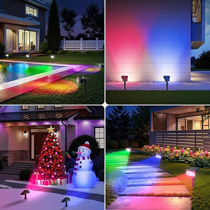 LETMY Solar Spot Lights Outdoor Waterproof with Bigger LED, 4 Pack 135°Adjustable Solar Lights Outdoor, 2-in-1 Wall | Lumora
