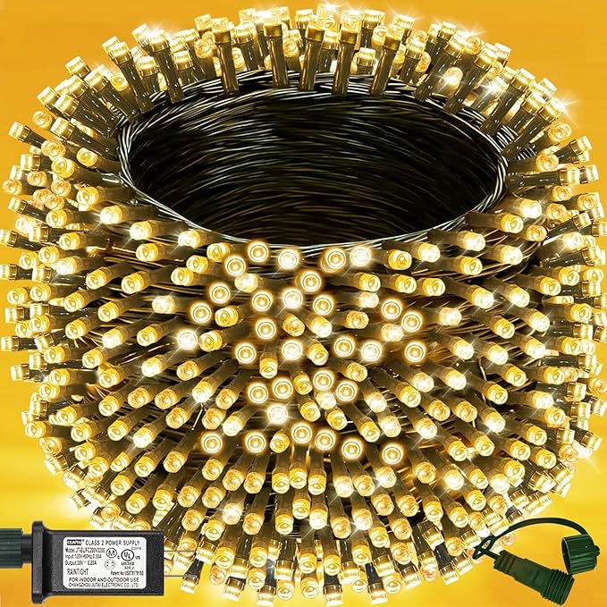 Decute 800LED 272ft Christmas String Lights UL Certified 8 Modes, Waterproof Outdoor Indoor Twinkle Starry Light for Christmas Tree Patio Garden Party Decor Warm White