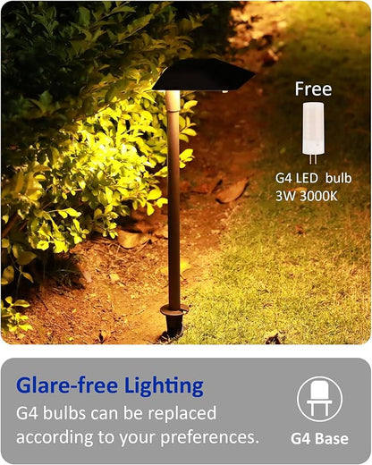 Landscape Path Lights Low Voltage, 12V Wired Outdoor Landscape Pathway Lighting for Outside Yard Walkway Driveway with Replaceable 5W 3000K Warm White LED G4 Bulb, Aluminum, Bronze, 2PK