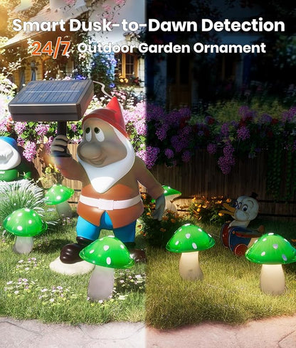 Solar Mushroom Lights Outdoor 9 Pack, Garden Outdoor Decor, 8 Lighting Modes, IP65 Waterproof, Crystal-Clear Fairy Decoration for Pathway/Yard/Flower Bed/Patio/Landscape/Backyard/Dwarf, String 30 FT