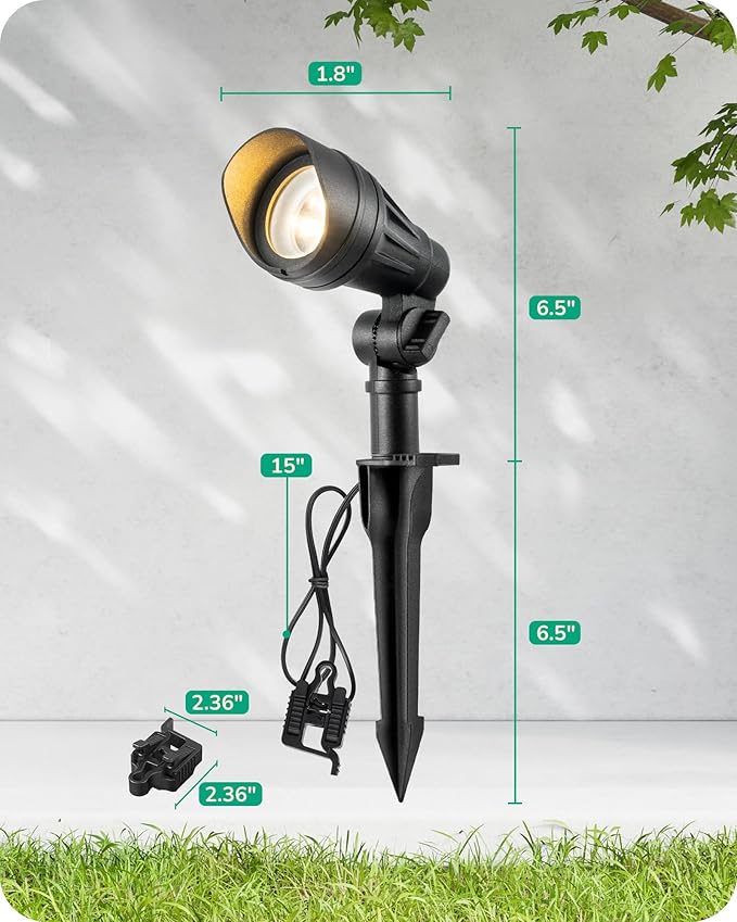 EDISHINE Low Voltage Landscape Lights, 3.2W 12V ACDC 240LM Low Voltage Spotlight, CRI 80 & Beam Angle 35°, 3000K | Lumora