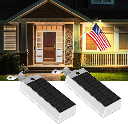 3 Colors in 1 Solar Flag Pole Lights 2 Pack + Solar Pathway Lights with Motion Sensor 6 Pack