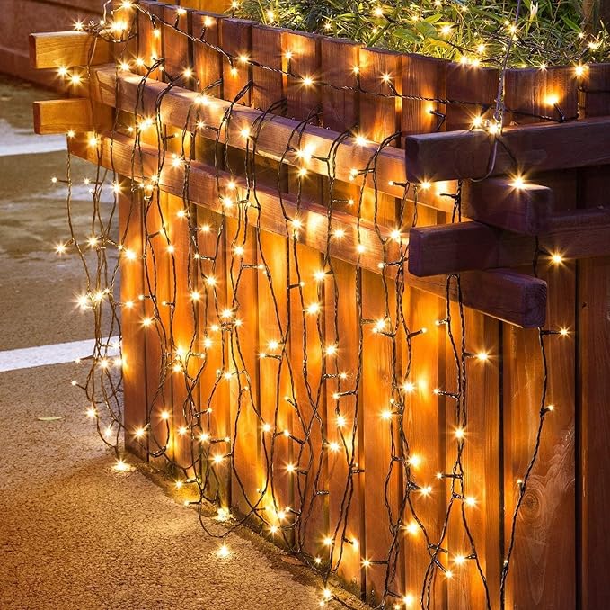 Outdoor String Lights, Fairy Lights 33 FT 100 LED Waterproof Deco for Indoor Outdoor Backyard Tree Party Cafe Patio Home Room Festival Chirstmas (Transparent Wire-Multi Color (Warm White-Black)