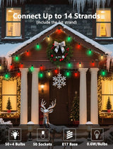 50Ft C9 LED Christmas Lights Outdoor, Vintage Christmas String Light Plug in with 52 Shatterproof C9 Red White | Lumora